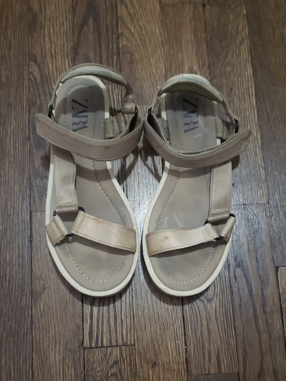 ZARA Neutral Beige Strappy Sandals - Picture 1 of 6